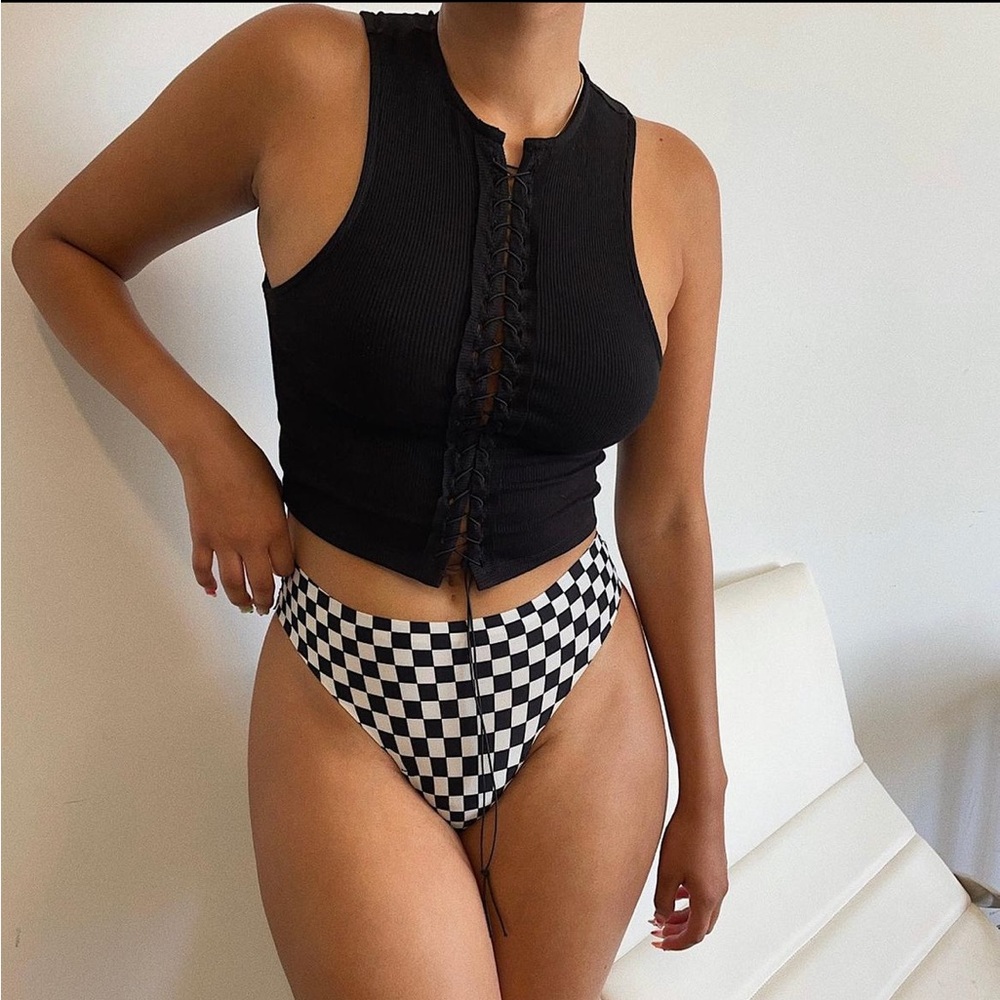 Black lace up top